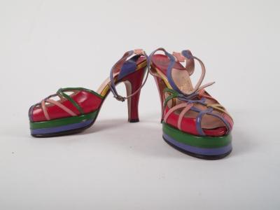 Shoes, Woman's Multi-colored Strappy Sandals