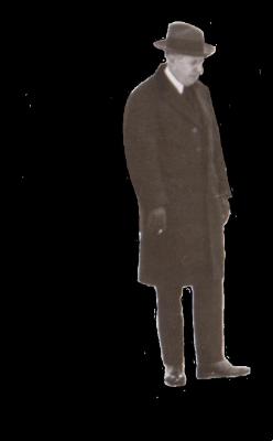 PNG, Man in coat looking right