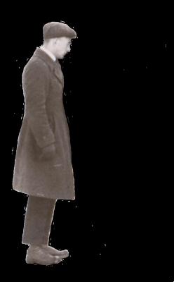 PNG, Man in coat looking right (profile)