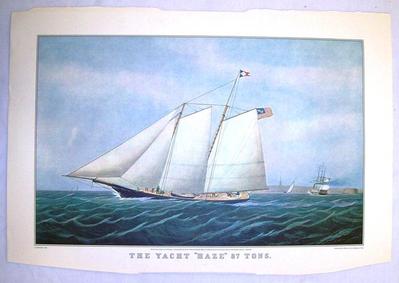 Picture. Print Titled The Yacht 'haze' 87 Tons" From A Travelers' Currierand Ives Calendar"