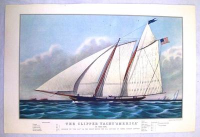 Picture. Print Titled The Clipper Yacht 'america' / Of New York" Froma Travelers' Currier And Ives Calendar"