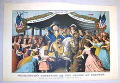 Print, Washington's Reception On The Bridge At Trenton In 1789 On His Way To Be Inaugurated 1st President of The U.S.