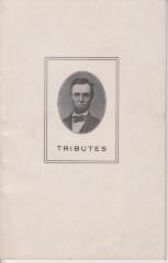 Booklet, 'tributes To Abraham Lincoln.  Selected By Mrs. Loraine  Pratt Immen'