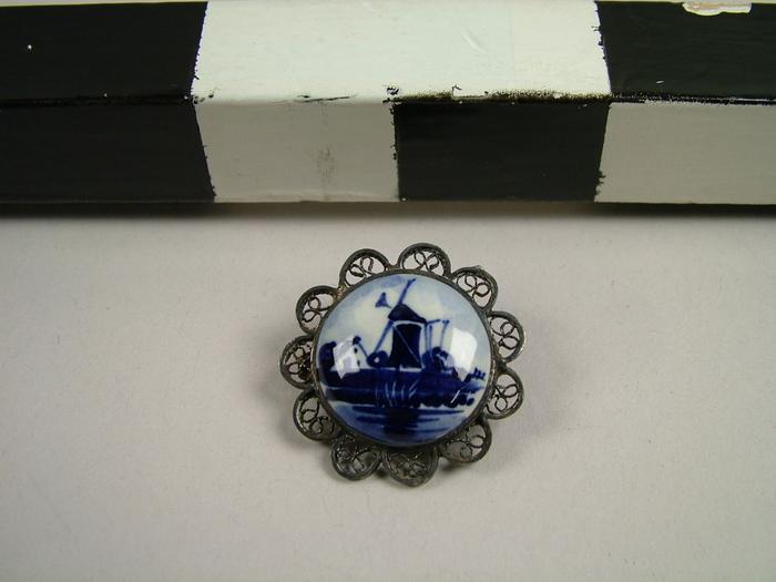 Brooch, Delft Ceramic