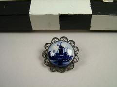 Brooch, Delft Ceramic