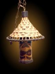 ORCHIDS BAMBOO CHINA HAT TIKI FACE LAMPS