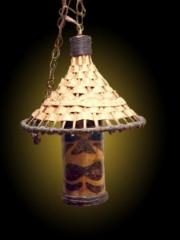 ORCHIDS BAMBOO CHINA HAT TIKI FACE LAMPS