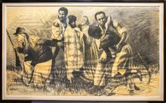 Drawing, Charcoal Study Sketch, "Harriet Tubman's Underground Railroad"