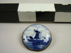 Brooch, Delft Ceramic
