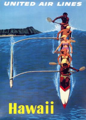 1950s United Airlines Travel to Hawaii Poster