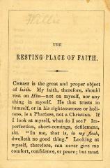 Pamphlet, Religious , 'The Resting-Place of Faith'