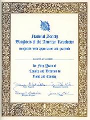Certificate, Daughters of the American Revolution 