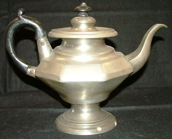 Octoganol Teapot With Black Handle