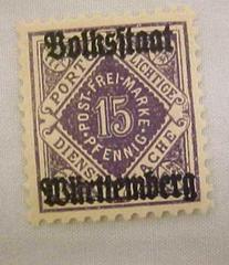 Overprint, German Stamp With Wurttemberg , 15 Pfennig