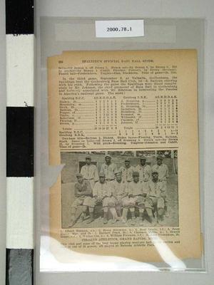 1 Page, Spalding's Official Base Ball Guide, 1919, Grand Rapids Colored Athletics Team, Negro Baseball Leagues Archival Collection #113