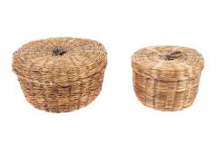 Baskets, Small Round Woven With Lids (2)