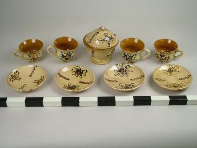 Tea Set, Cups And Saucers With Sugar Bowl
