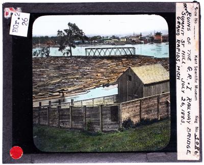 Lantern Slide, G.R. & I Railway Bridge Ruins