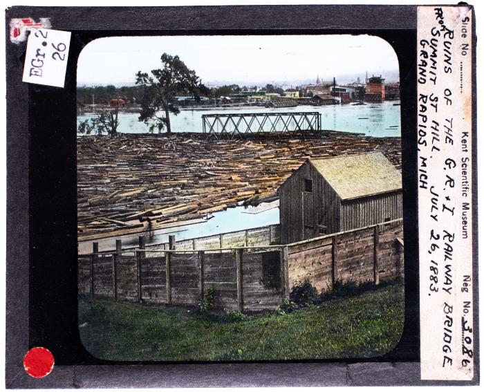 Lantern Slide, G.R. & I Railway Bridge Ruins
