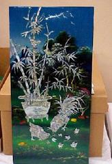 Vietnamese Decorative Wood Panel Representing Winter