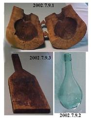 Full Height Hinged Blown Glass Mold, Glass Bottle, And Battledore