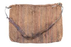 Small Woven Bark Bag With Rawhide Strap