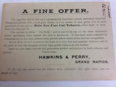 Trade Card, Hawkins & Perry