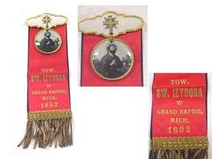 St. Izydora (isidore) Of Grand Rapids, Mich. 1892, Ribbon Badge Pins, 2, Polish American Archival Collection #127
