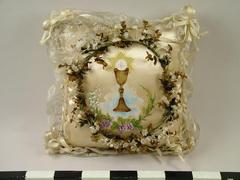 1st Communion Pillow And Hair Wreath, From Inside Shadowbox, John Arsulowicz, Jr. Archival Collection #135