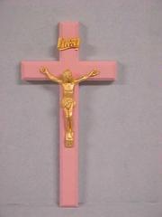 Crucifix, Pink, Grand Rapids Polish American Archival Collection #127
