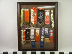 Framed Display Of Polish Fraternal Ribbons, Grand Rapids Polish American Archival Collection #127