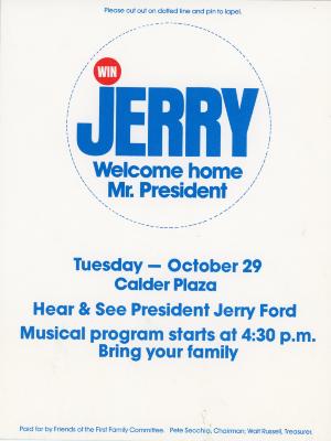 Handbill, Poster, 'jerry - Welcome Home Mr. President'