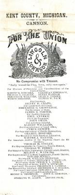 Soldier's Ballot, Cannon Township, Kent County, Michigan list of Presidential and vice presidential electors and Candidates for office