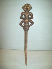 Figurine or Malangan, Carved Human, Alligator, And Boar
