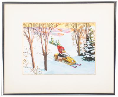 Painting, Willy Wood Snowmobiling 