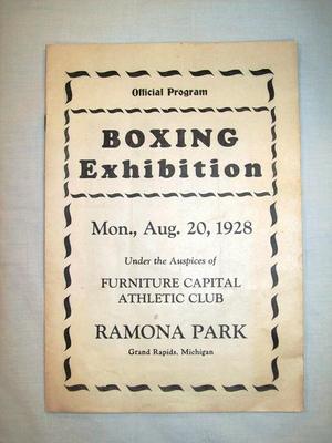 Program, Boxing Exhibition At Ramona Park"