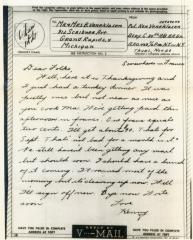 Letter, Kenneth Veneklasen to Mrs. and Mrs. B. Veneklasen