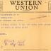 Telegram, Kenneth Veneklasen to Mrs. B. Veneklasen