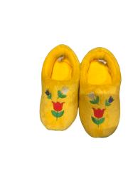 Slippers, Yellow Fleece, Wooden Shoe-shape, Child Size 5 