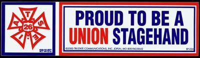 Bumper Sticker, Proud To Be A Union Stagehand"