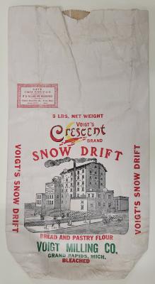 Bag, 'voigt's Crescent Snow Drift Flour', Voigt Milling Co. Archival Collection #9