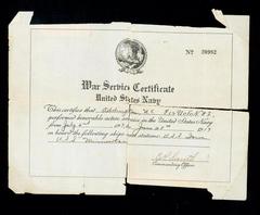 War Service Certificate, Norman E. Addington