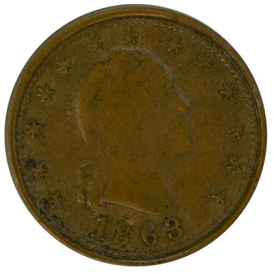 U.S. Civil War Token, Front Side: Washington's Head, Stars And  Date, Reverse Side, Shield And 'our Union'