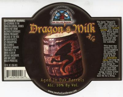 Label, New Holland Brewery Dragon's Milk Ale