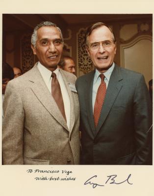 Photograph, Vega with George HW.. Bush