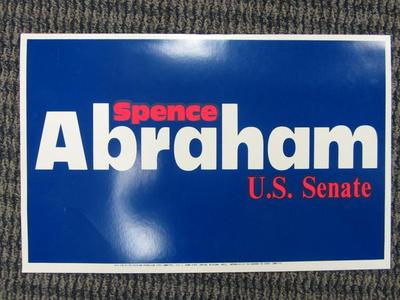 Yard Sign, Spence Abraham, U.S. Senate