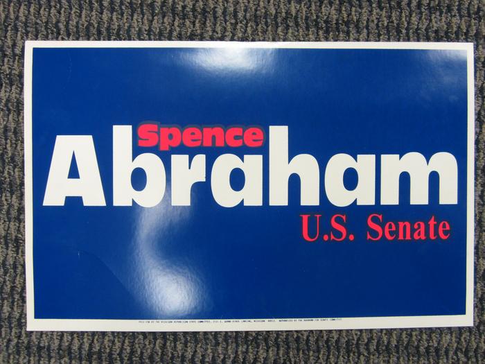 Yard Sign, Spence Abraham, U.S. Senate
