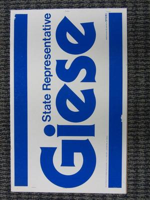 Yard Sign, State Representative, Ed Giese