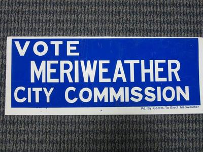 Yard Sign, Vote Meriweather City Commission