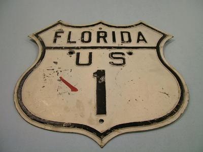 Sign, Highway, Florida U.S. 1 Painted Black And White